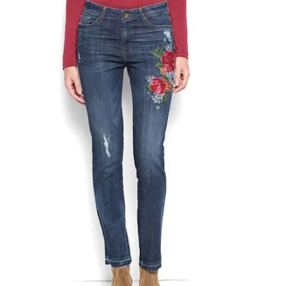 Kut from the Kloth Reese Ankle Jeans Size 4 – Floral Embroidered Denim - Picture 1 of 16